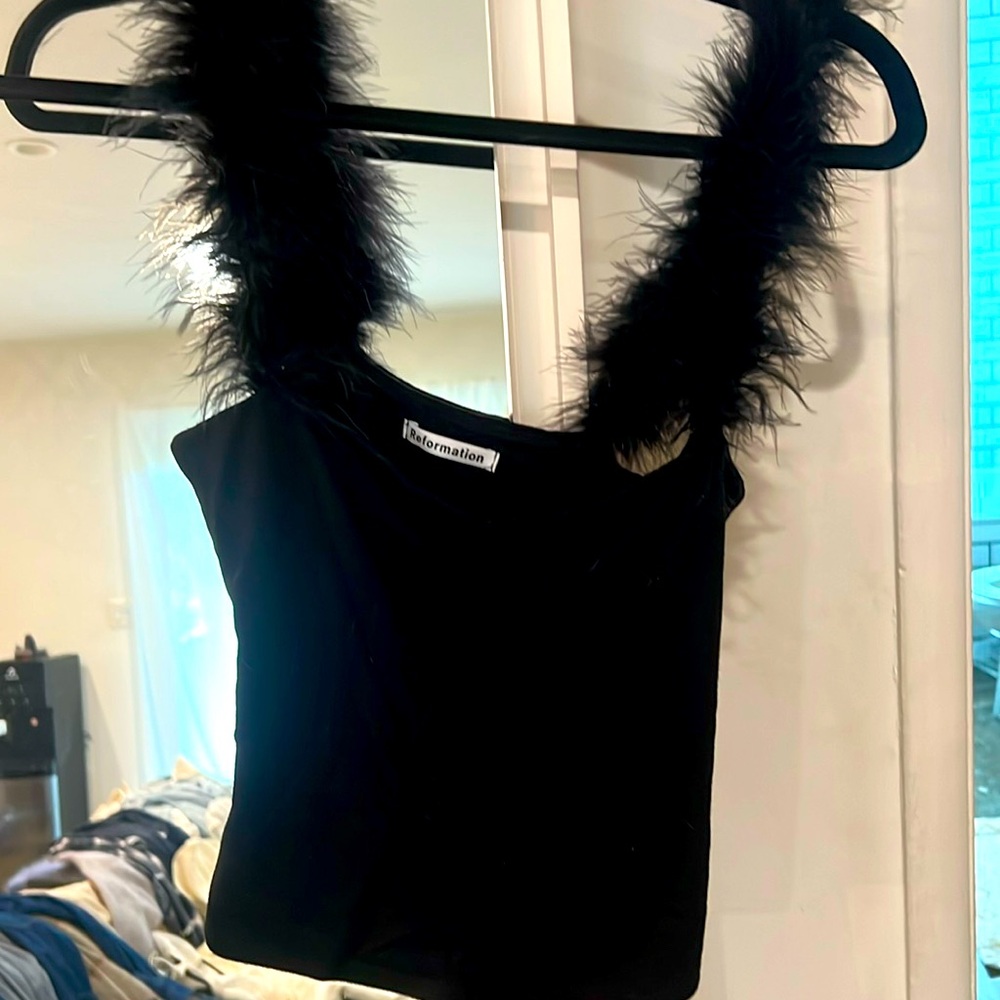 Reformation Faux fur Sleeve Tank